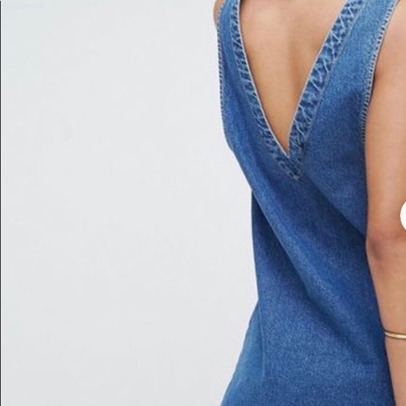 ASOS Denim Pinafore Dress Size 2 - Picture 2 of 4